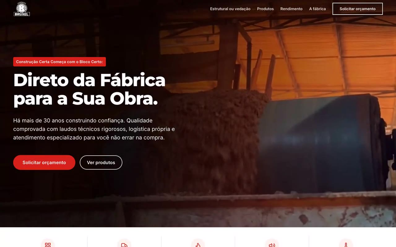 Gravação de tela da landing page da Cerâmica Bruxel