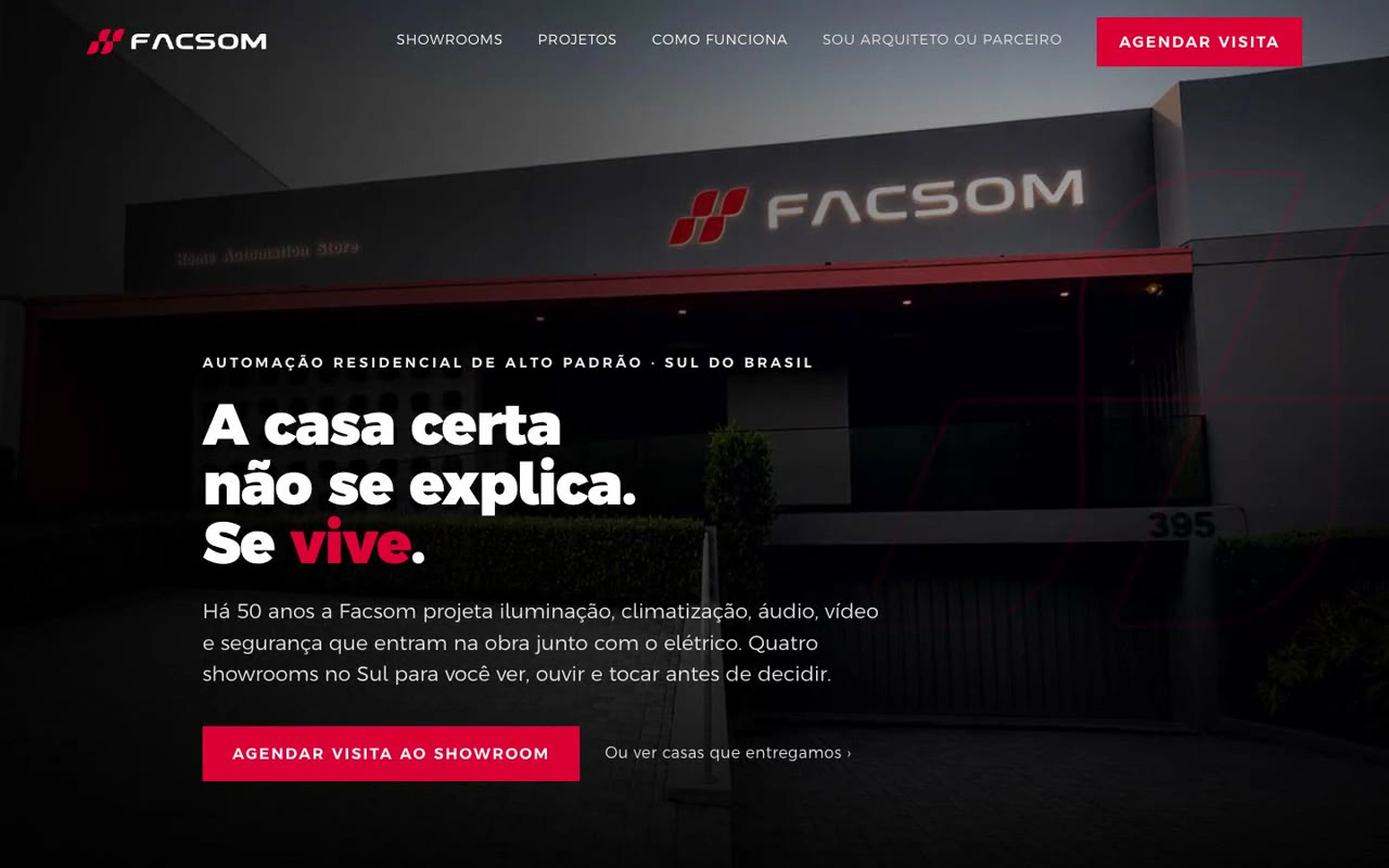 Gravação de tela da landing page da Facsom