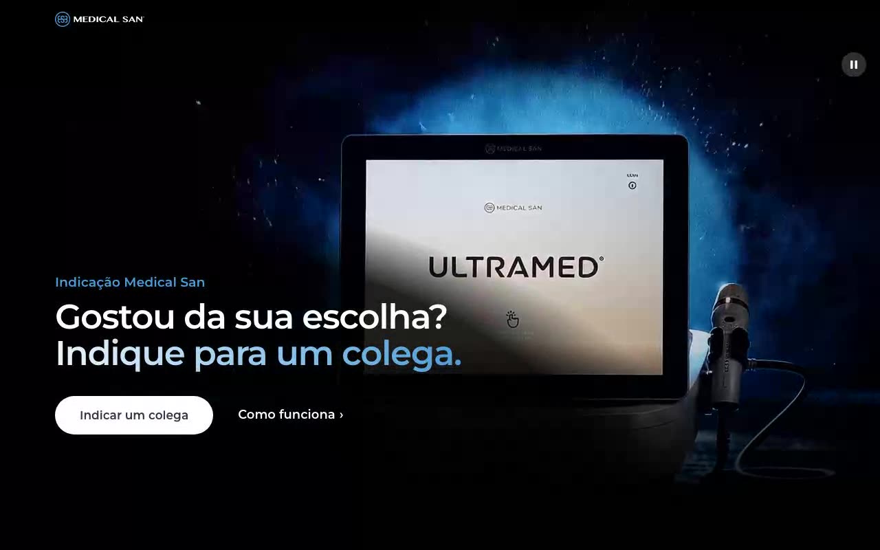 Gravação de tela da landing page de indicação da Medical San